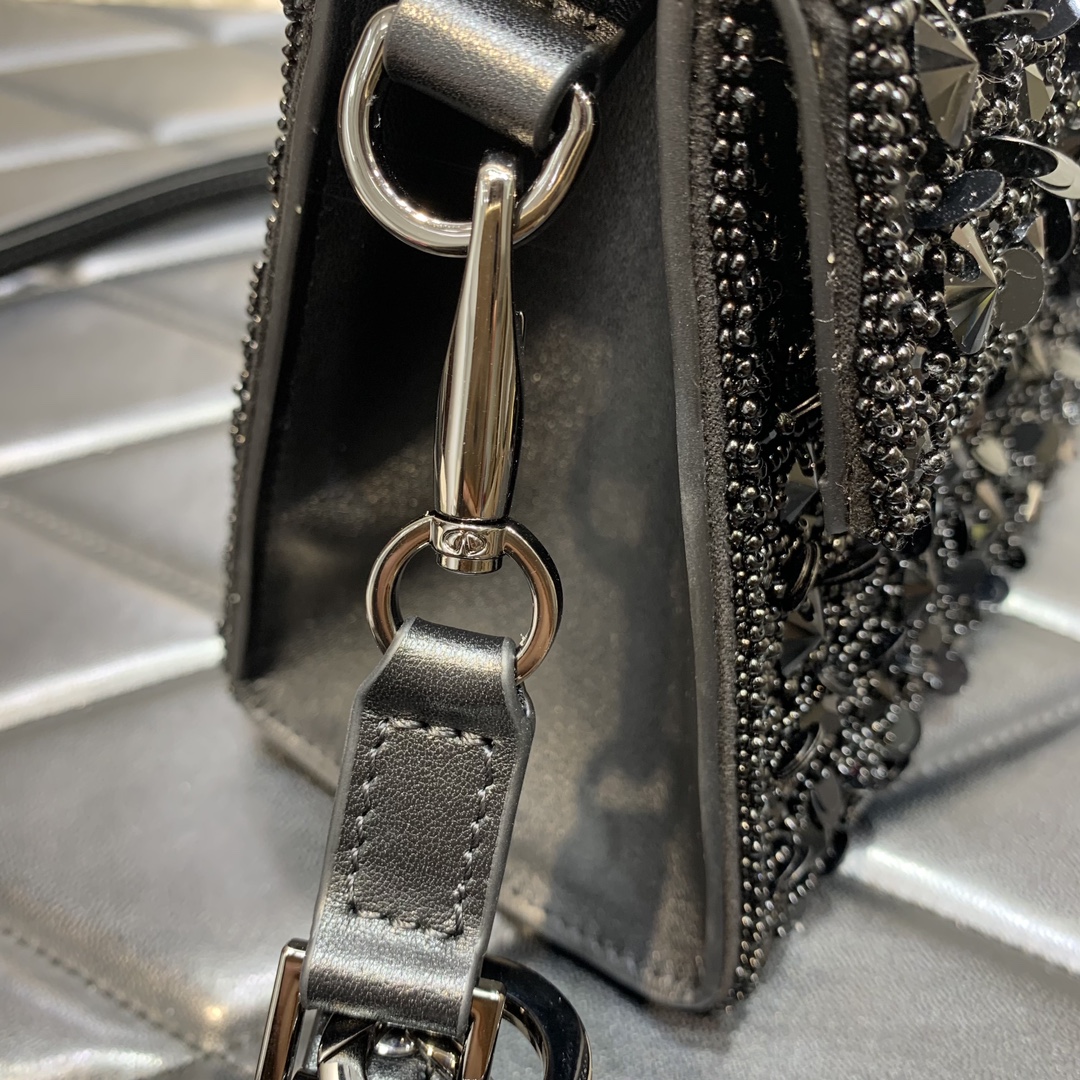 Valentino Garavani Vsling Mini Handbag Entirely Covered in Black Rhinestones 